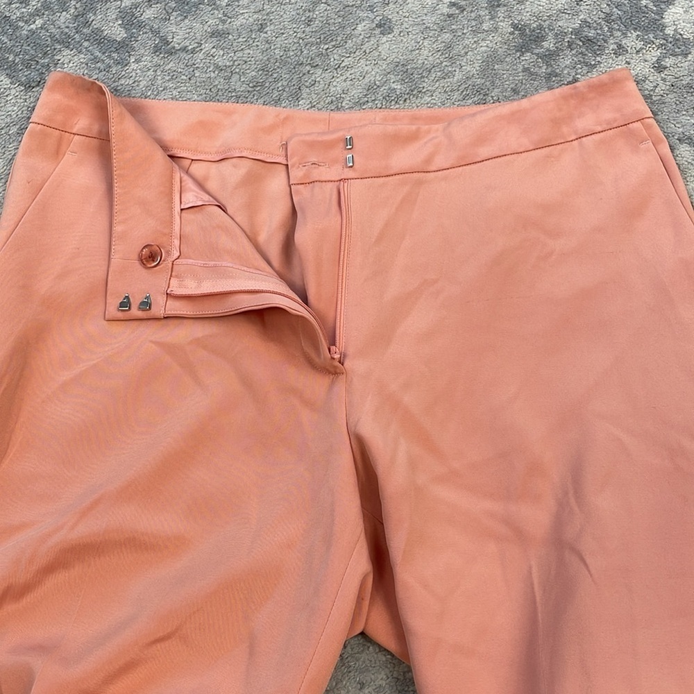 New Lafayette 148 Silk Blend Sullivan Wide Leg Pants Orange Peach Sz 6 - Picture 8 of 15